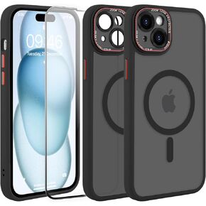 AIGOMARA Magnetic for iPhone 16 Pro Case, [Compatible with Magsafe] [Full Camera Protection] Slim Shockproof Translucent Matte Protective Case for iPhone 16 Pro 6.3 Inch, Orange