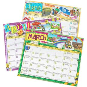 Really Good Stuff Monthly Calendar Pages and Stickers 2023-2024 Double Sided Primary and Intermediate, 22" x 18" Each - Classroom Essentials, Teacher Must Haves
