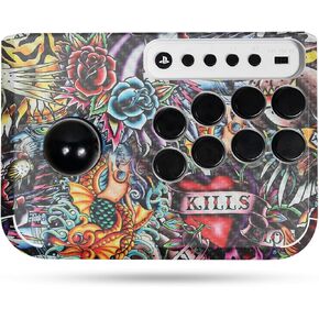 Carbon Fiber Gaming Skin Compatible with Hori Fighting Stick Mini (PS5, PS4, PC) - Old School Tattoo - Premium 3M Vinyl Protective Wrap Decal Cover - Easy to Apply | Crafted in The USA by MightySkins