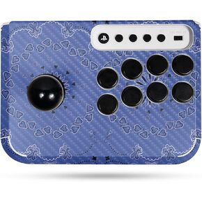 Carbon Fiber Gaming Skin Compatible with Hori Fighting Stick Mini (PS5, PS4, PC) - Blue Bandana - Premium 3M Vinyl Protective Wrap Decal Cover - Easy to Apply | Crafted in The USA by MightySkins