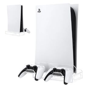 Desing Wish PS5 Wall Mount with 2 Controller Holder Strong Acrylic Material PS5 Wall Mount Kit Holder for Playstation 5 Disc/ Digital Edition Console - Clear