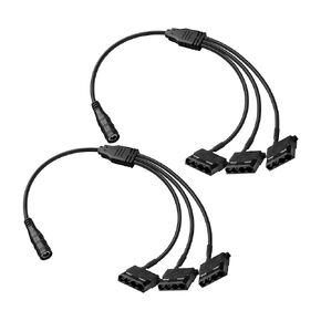 PNGKNYOCN 35cm 12V DC 5.5 x 2.1mm Female to 4-Pin Molex Power Adapter Cable 1 to 3 Ways, for Molex Case Fans and More (2-Pack）