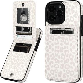 Vaburs Compatible with iPhone 16 Pro Max Case Wallet with Credit Card Holder, White Leopard Cheetah Pattern Flip Premium PU Leather Magnetic Closure Shockproof Protective Cover 6.9"