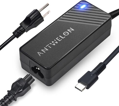 65 واط 45 واط USB C شاحن الكمبيوتر المحمول العالمي نوع C لينوفو ثينك باد اليوغا Chromebook HP أيسر آسوس سامسونج ماك بوك برو ديل لاتيتيود xps 13 سلسلة ANTWELON 20V 3.25A محول تيار متردد للكمبيوتر المحمول in Kuwait
