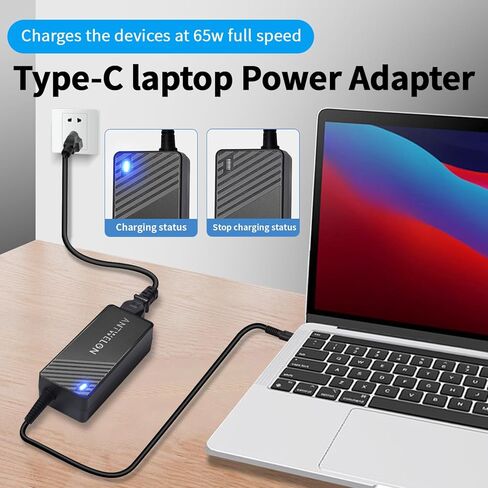 65 واط 45 واط USB C شاحن الكمبيوتر المحمول العالمي نوع C لينوفو ثينك باد اليوغا Chromebook HP أيسر آسوس سامسونج ماك بوك برو ديل لاتيتيود xps 13 سلسلة ANTWELON 20V 3.25A محول تيار متردد للكمبيوتر المحمول in Kuwait