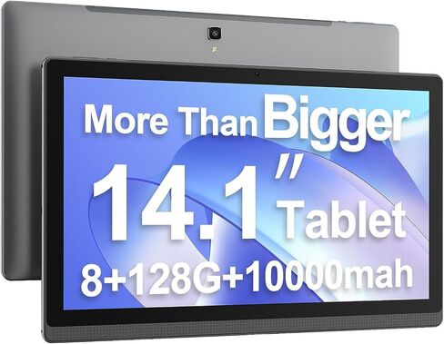 14.1 Inch Android 12 Large Tablet, Computer Tablets with 1920 * 1080 IPS HD Display, Large Screen Tablet 2023 with Bluetooth 4.1, 6+128GB, 512G TF Card Support and 10000mah Long Battery for Work/Study in Saudi Arabia