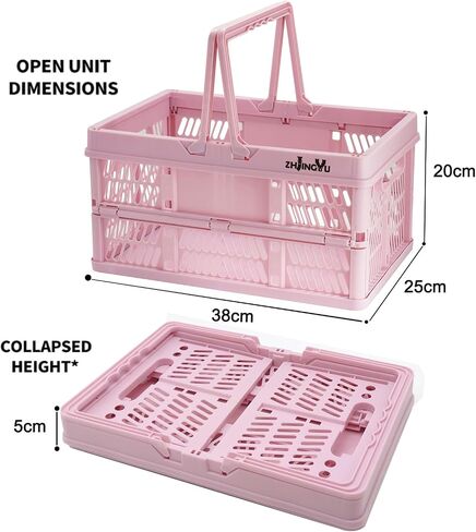 Shopping Basket, Picnic Basket, Basket with Handle, Collapsible Plastic Folding Box, Folding Storage Basket, Medium 19 Liter (White) in Saudi Arabia