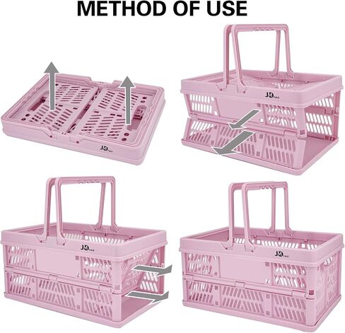 Shopping Basket, Picnic Basket, Basket with Handle, Collapsible Plastic Folding Box, Folding Storage Basket, Medium 19 Liter (White) in Saudi Arabia