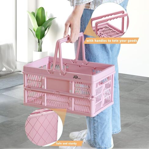 Shopping Basket, Picnic Basket, Basket with Handle, Collapsible Plastic Folding Box, Folding Storage Basket, Medium 19 Liter (White) in Saudi Arabia