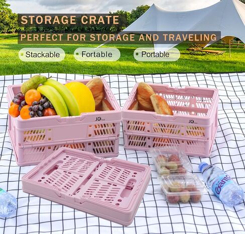 Shopping Basket, Picnic Basket, Basket with Handle, Collapsible Plastic Folding Box, Folding Storage Basket, Medium 19 Liter (White) in Saudi Arabia