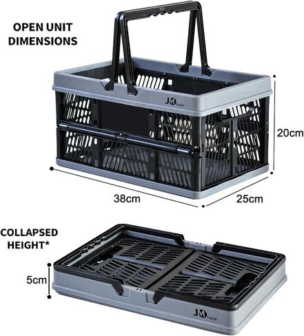 Shopping Basket, Picnic Basket, Basket with Handle, Collapsible Plastic Folding Box, Folding Storage Basket, Medium 19 Liter (White) in Saudi Arabia