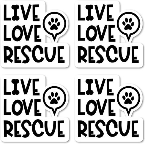 Live Love Rescue Sticker Dog Rescue Stickers - 3 Pack - Set of 2.5, 3 and 4 Inch Vinyl Laptop Stickers - for Laptop, Phone, Water Bottle, Car & More Decal (3 Pack) S25958-3Pack in Kuwait