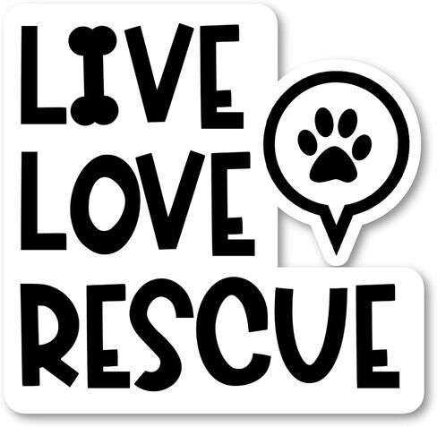 Live Love Rescue Sticker Dog Rescue Stickers - 3 Pack - Set of 2.5, 3 and 4 Inch Vinyl Laptop Stickers - for Laptop, Phone, Water Bottle, Car & More Decal (3 Pack) S25958-3Pack in Kuwait