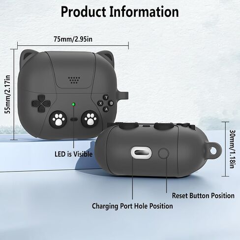 Geiomoo 3D Cute Cat Silicone Case for Galaxy Buds 3 Pro, Galaxy Buds 3, Funny Cartoon Game Design Protective Cover with Carabiner (Dark Gray) in Saudi Arabia