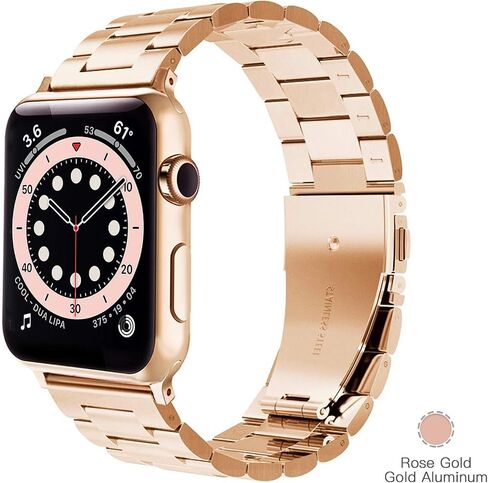 YGTIECS Compatible with Apple Watch Band 38mm 40mm, Business Solid Stainless Steel metal Band Replacement iWatch Strap for Apple Watch Series 6/5/4/3/2/1, SE for Men Women- Rose Gold(38mm/40mm) in Saudi Arabia