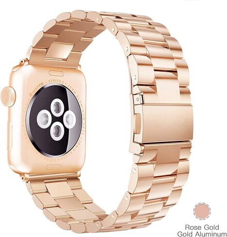 YGTIECS Compatible with Apple Watch Band 38mm 40mm, Business Solid Stainless Steel metal Band Replacement iWatch Strap for Apple Watch Series 6/5/4/3/2/1, SE for Men Women- Rose Gold(38mm/40mm) in Saudi Arabia