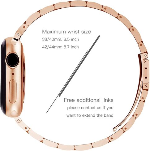 YGTIECS Compatible with Apple Watch Band 38mm 40mm, Business Solid Stainless Steel metal Band Replacement iWatch Strap for Apple Watch Series 6/5/4/3/2/1, SE for Men Women- Rose Gold(38mm/40mm) in Saudi Arabia