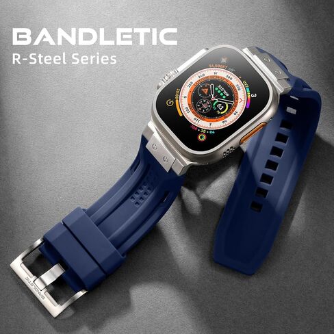 Compatible with Apple Watch Ultra 2 Bands 49mm for Men, Adjustable Silicone Band Also Fit for Apple Watch Series 10 46mm for iWatch Series 9/8/7 45mm SE/6/5/4 44mm 3/2/1 42mm, Navy Blue in Saudi Arabia