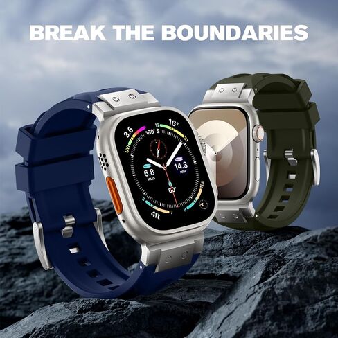 Compatible with Apple Watch Ultra 2 Bands 49mm for Men, Adjustable Silicone Band Also Fit for Apple Watch Series 10 46mm for iWatch Series 9/8/7 45mm SE/6/5/4 44mm 3/2/1 42mm, Navy Blue in Saudi Arabia