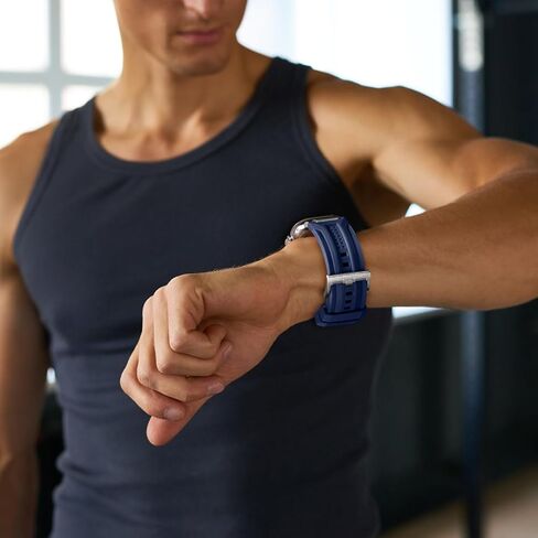Compatible with Apple Watch Ultra 2 Bands 49mm for Men, Adjustable Silicone Band Also Fit for Apple Watch Series 10 46mm for iWatch Series 9/8/7 45mm SE/6/5/4 44mm 3/2/1 42mm, Navy Blue in Saudi Arabia