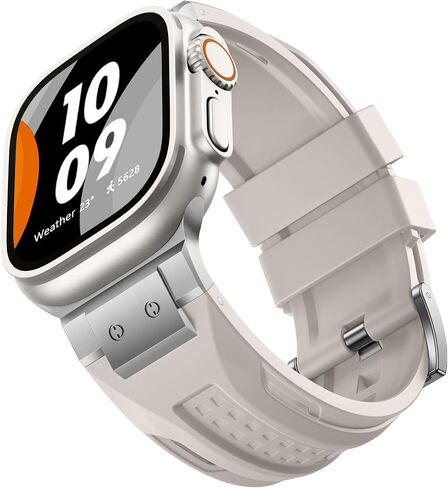 Compatible with Apple Watch Ultra 2 Bands 49mm for Men, Adjustable Silicone Band Also Fit for Apple Watch Series 10 46mm for iWatch Series 9/8/7 45mm SE/6/5/4 44mm 3/2/1 42mm, Navy Blue in Saudi Arabia