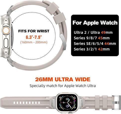 Compatible with Apple Watch Ultra 2 Bands 49mm for Men, Adjustable Silicone Band Also Fit for Apple Watch Series 10 46mm for iWatch Series 9/8/7 45mm SE/6/5/4 44mm 3/2/1 42mm, Navy Blue in Saudi Arabia