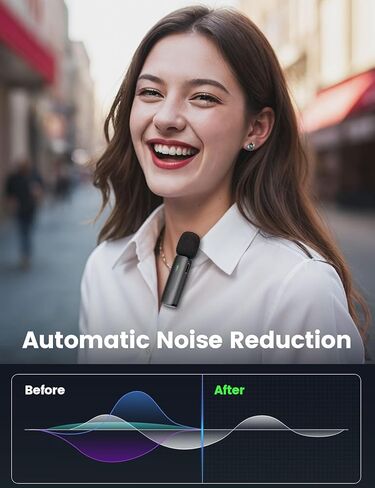 قطعتان من ميكروفون Lavalier اللاسلكي الاحترافي المحدث لهواتف iPhone وiPad وAndroid وUSB-C وميكروفون صغير مع خاصية إلغاء الضوضاء، وميكروفونات مثبتة على الهاتف لتسجيل الفيديو ومقابلة Podcast Tiktok Vlog in Kuwait