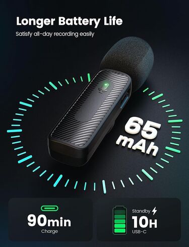 قطعتان من ميكروفون Lavalier اللاسلكي الاحترافي المحدث لهواتف iPhone وiPad وAndroid وUSB-C وميكروفون صغير مع خاصية إلغاء الضوضاء، وميكروفونات مثبتة على الهاتف لتسجيل الفيديو ومقابلة Podcast Tiktok Vlog in Kuwait