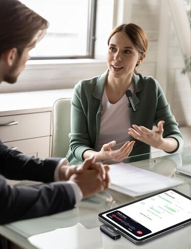 قطعتان من ميكروفون Lavalier اللاسلكي الاحترافي المحدث لهواتف iPhone وiPad وAndroid وUSB-C وميكروفون صغير مع خاصية إلغاء الضوضاء، وميكروفونات مثبتة على الهاتف لتسجيل الفيديو ومقابلة Podcast Tiktok Vlog in Kuwait