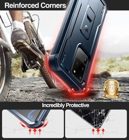 Dexnor Full Body Case for Samsung Galaxy S20 Ultra/6.9 inches, [Built in Screen Protector and Kickstand] Heavy Duty Military Grade Protection Shockproof Protective Cover for Galaxy S20 Ultra,Black in Saudi Arabia