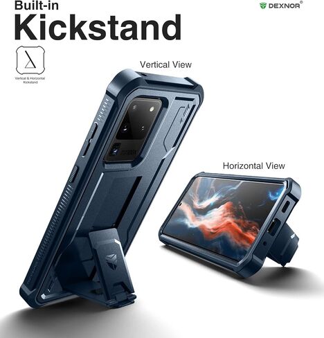 Dexnor Full Body Case for Samsung Galaxy S20 Ultra/6.9 inches, [Built in Screen Protector and Kickstand] Heavy Duty Military Grade Protection Shockproof Protective Cover for Galaxy S20 Ultra,Black in Saudi Arabia