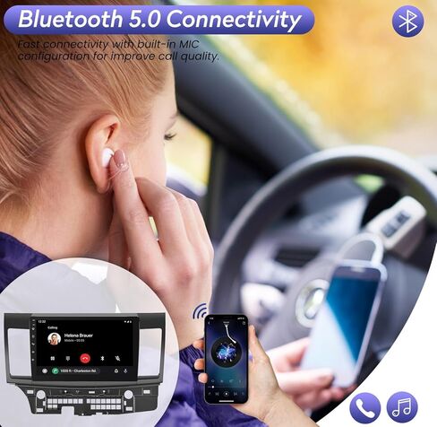 5GWiFi 8 Core 4+64G راديو السيارة ستيريو لراديو ميتسوبيشي لانسر 2010-2015 مع Carplay/Android Auto، شاشة لمس IPS عالية الدقة 10 بوصة مع كاميرا احتياطية، GPS، بلوتوث، SWC، DSP، FM، وصلة مرآة in Kuwait