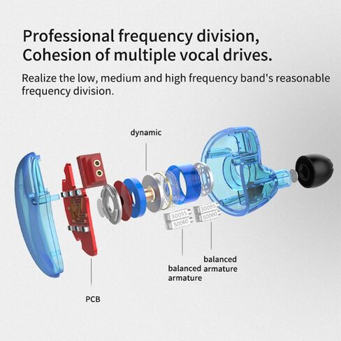 Linsoul KZ ZS10 5 Drivers in Ear Monitors High Resolution Earphones/Earbuds with Detachable Cable (without Mic, Blue) in Saudi Arabia