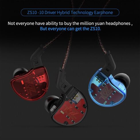 Linsoul KZ ZS10 5 Drivers in Ear Monitors High Resolution Earphones/Earbuds with Detachable Cable (without Mic, Blue) in Saudi Arabia