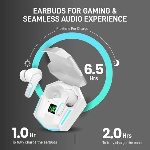 MyJoy Cool Wireless Earbuds, Noise-Reducing Earbuds for Gaming, IPX5 Sweatproof-Rated Headphones, Bluetooth Earbuds, Built-in Microphone, 6.5-Hour Playtime, Red in Saudi Arabia