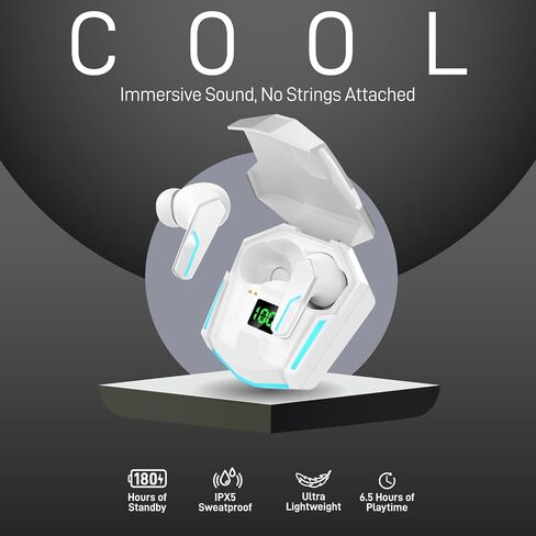 MyJoy Cool Wireless Earbuds, Noise-Reducing Earbuds for Gaming, IPX5 Sweatproof-Rated Headphones, Bluetooth Earbuds, Built-in Microphone, 6.5-Hour Playtime, Red in Saudi Arabia