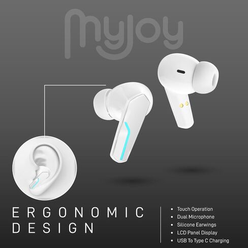 MyJoy Cool Wireless Earbuds, Noise-Reducing Earbuds for Gaming, IPX5 Sweatproof-Rated Headphones, Bluetooth Earbuds, Built-in Microphone, 6.5-Hour Playtime, Red in Saudi Arabia