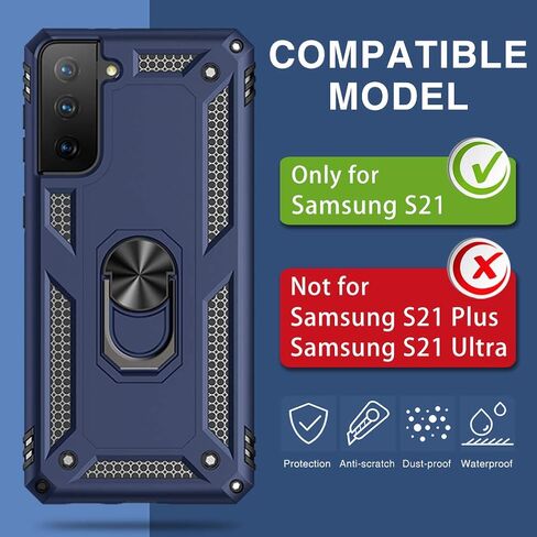 حافظة Vaki Samsung Galaxy S21 5G متينة مقاومة للصدمات من الدرجة العسكرية مع مسند (أزرق) in Kuwait