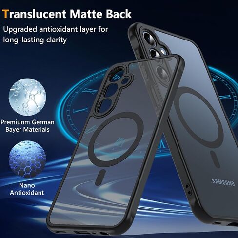 BESINPO Magnetic for Samsung Galaxy A25 5G Case, Military Grade Shockproof Drop Protection with Tempered Glass Screen Protector Slim Bumper Cover Phone Case for Samsung A25 5G (Black) in Saudi Arabia