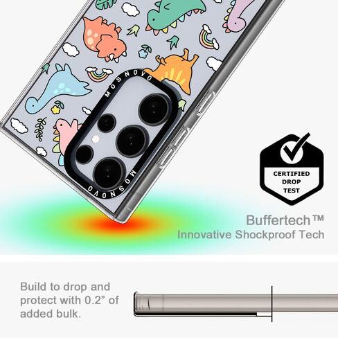 MOSNOVO Case for Samsung Galaxy S24 Ultra, [Buffertech 6.8ft Military-Grade Drop Protection] [Anti Peel Off Tech] Clear TPU Bumper Phone Case Cover Design - Dinosaur Land in Saudi Arabia