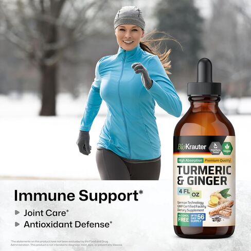 Turmeric and Ginger Supplement Tincture - Turmeric Curcumin Immune Support Drops - Organic Turmeric Supplement with Black Pepper - High Potency Vegan Formula - 4 Fl.Oz. in Saudi Arabia