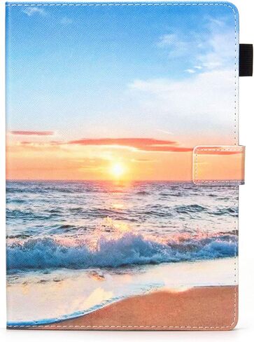 for Apple iPad 9th/8th/7th Generation Case 10.2 inch (2021/2020/2019) with Pencil Holder Pockets [Auto Wake/Sleep] PU Leather Smart Folio Stand Wallet TPU Shockproof Cover, Beach Sunrise in Kuwait