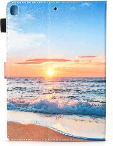 for Apple iPad 9th/8th/7th Generation Case 10.2 inch (2021/2020/2019) with Pencil Holder Pockets [Auto Wake/Sleep] PU Leather Smart Folio Stand Wallet TPU Shockproof Cover, Beach Sunrise in Kuwait