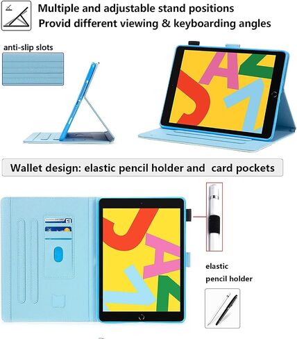 for Apple iPad 9th/8th/7th Generation Case 10.2 inch (2021/2020/2019) with Pencil Holder Pockets [Auto Wake/Sleep] PU Leather Smart Folio Stand Wallet TPU Shockproof Cover, Beach Sunrise in Kuwait