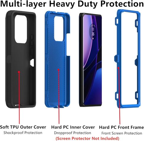 for Motorola Edge 2023 Case (Not for Edge+ Version), Defender Case Heavy Duty Shockproof Dustproof 3 in 1 Rugged Protective Phone Cover for Motorola Moto Edge 2023 (Black) in Kuwait