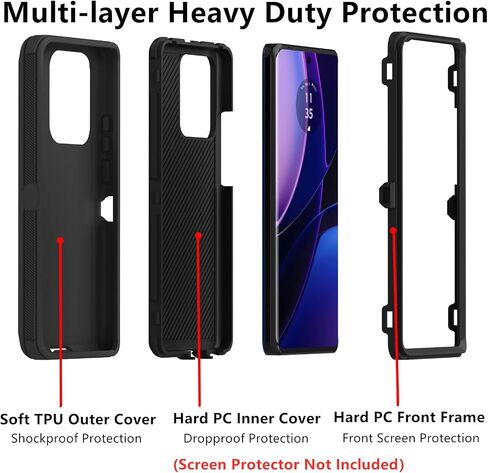 for Motorola Edge 2023 Case (Not for Edge+ Version), Defender Case Heavy Duty Shockproof Dustproof 3 in 1 Rugged Protective Phone Cover for Motorola Moto Edge 2023 (Black) in Kuwait