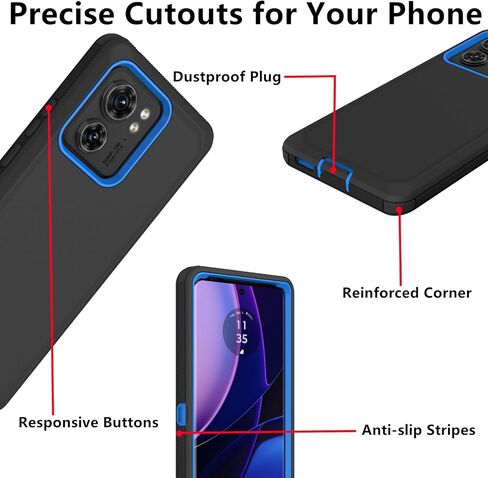 for Motorola Edge 2023 Case (Not for Edge+ Version), Defender Case Heavy Duty Shockproof Dustproof 3 in 1 Rugged Protective Phone Cover for Motorola Moto Edge 2023 (Black) in Kuwait