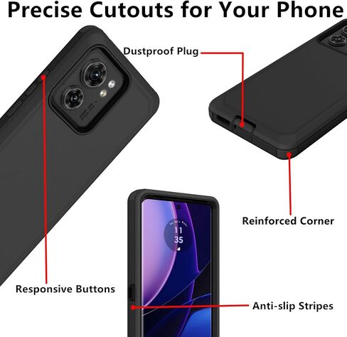 for Motorola Edge 2023 Case (Not for Edge+ Version), Defender Case Heavy Duty Shockproof Dustproof 3 in 1 Rugged Protective Phone Cover for Motorola Moto Edge 2023 (Black) in Kuwait