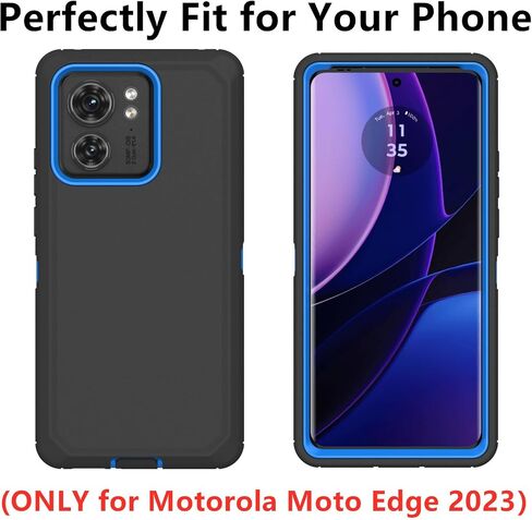 for Motorola Edge 2023 Case (Not for Edge+ Version), Defender Case Heavy Duty Shockproof Dustproof 3 in 1 Rugged Protective Phone Cover for Motorola Moto Edge 2023 (Black) in Kuwait