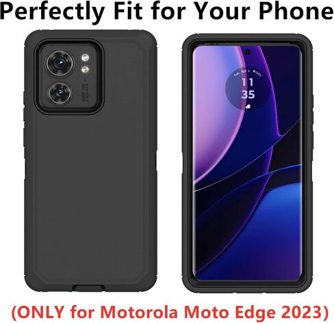 for Motorola Edge 2023 Case (Not for Edge+ Version), Defender Case Heavy Duty Shockproof Dustproof 3 in 1 Rugged Protective Phone Cover for Motorola Moto Edge 2023 (Black) in Kuwait